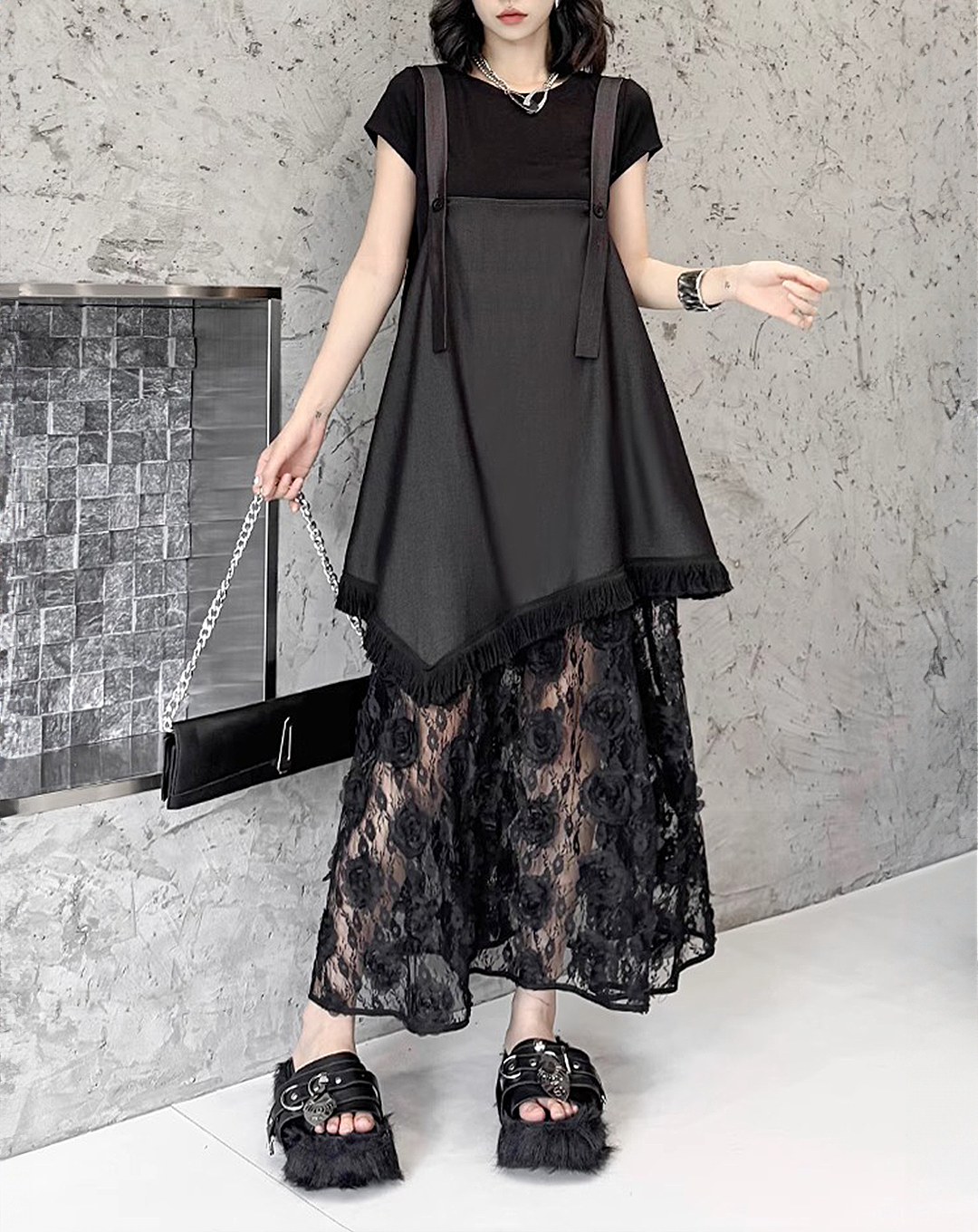 ♀Floral Lace Docking Dress