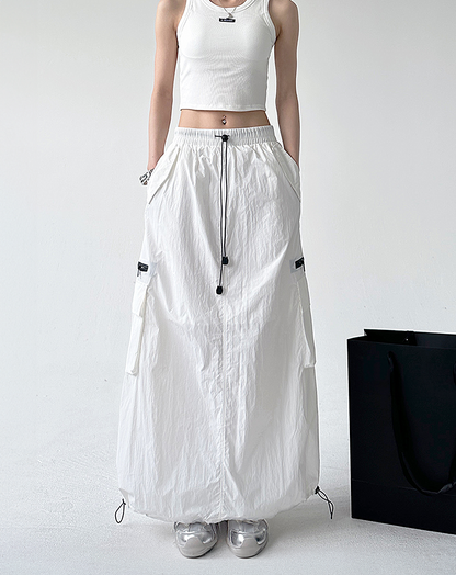 ♀Drawstring Long Skirt