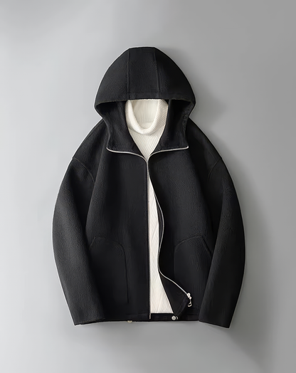 ♂100% WOOL Hooded Zip Jacket