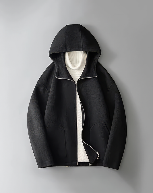 ♂100% WOOL Hooded Zip Jacket