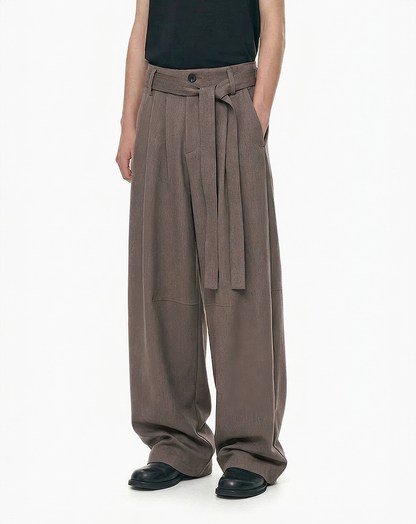 ♂♀Tie Belt Wide Trousers