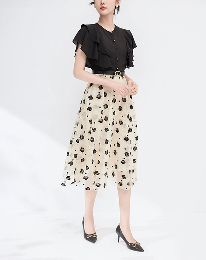 ♀Floral Pattern Chiffon Dress