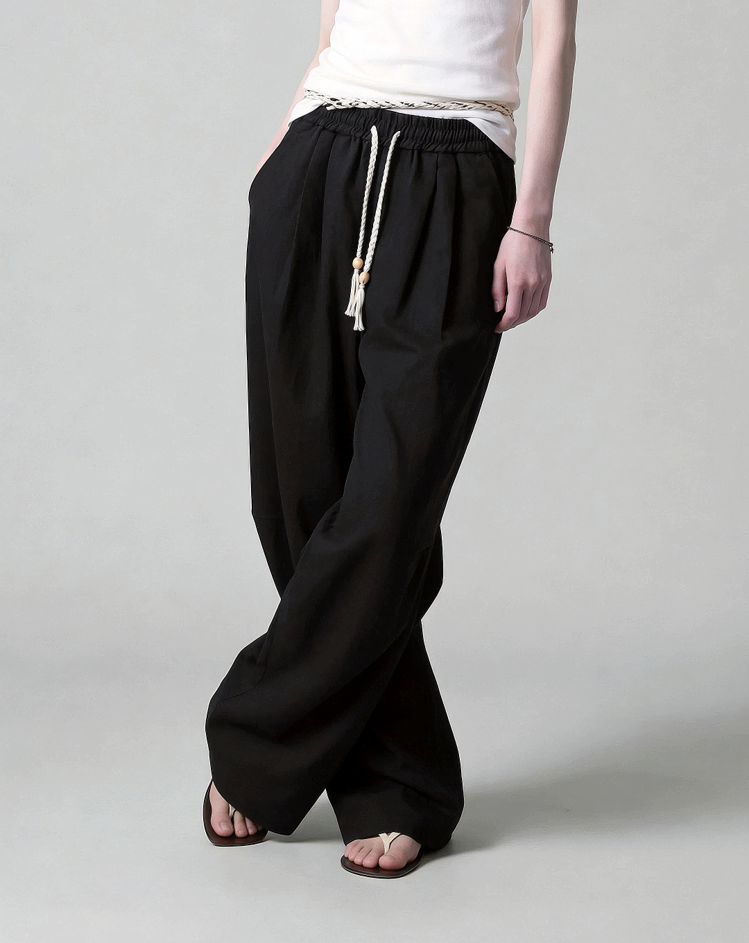 ♂♀Rope Drawstring Wide Pants