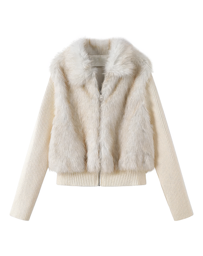 ♀Fur Combined Knit Blouson