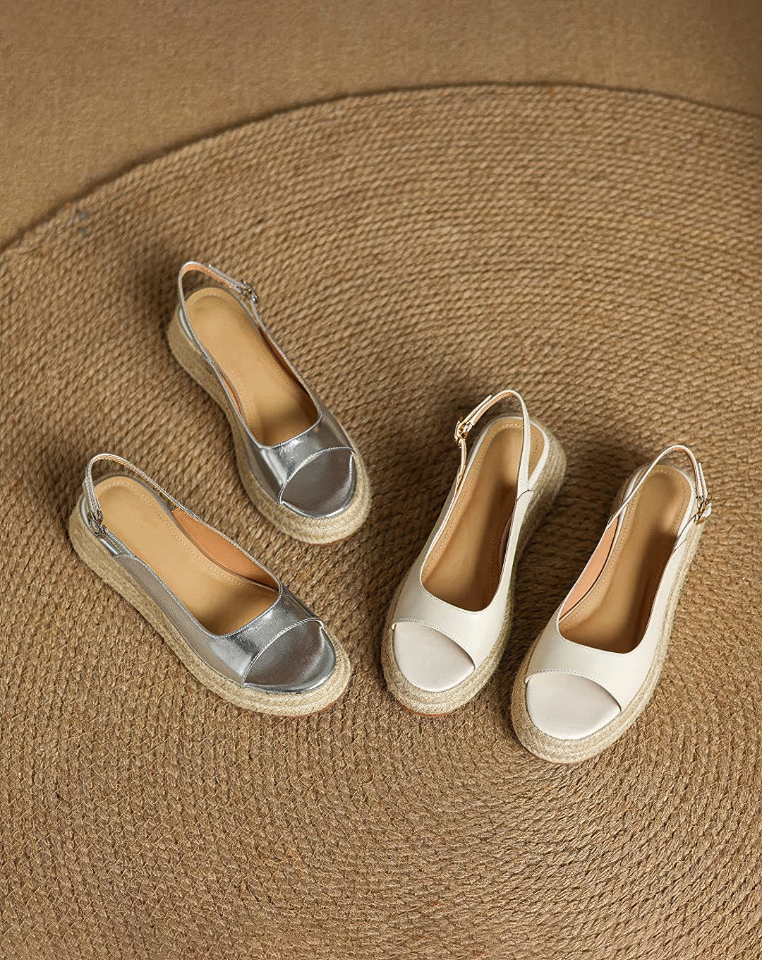 ♀本革／Jute Sole Slingback Sandals