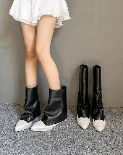 ♀本革／Two Tone Cap Toe Boots