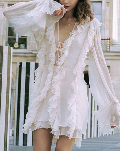 ♀Frill Chiffon Dress