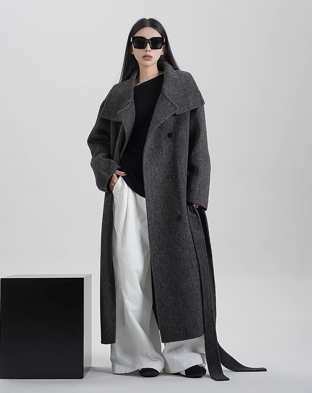 ♀100% WOOL High Neck Coat