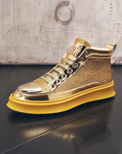 ♂♀Metallic Design Platform Sneakers