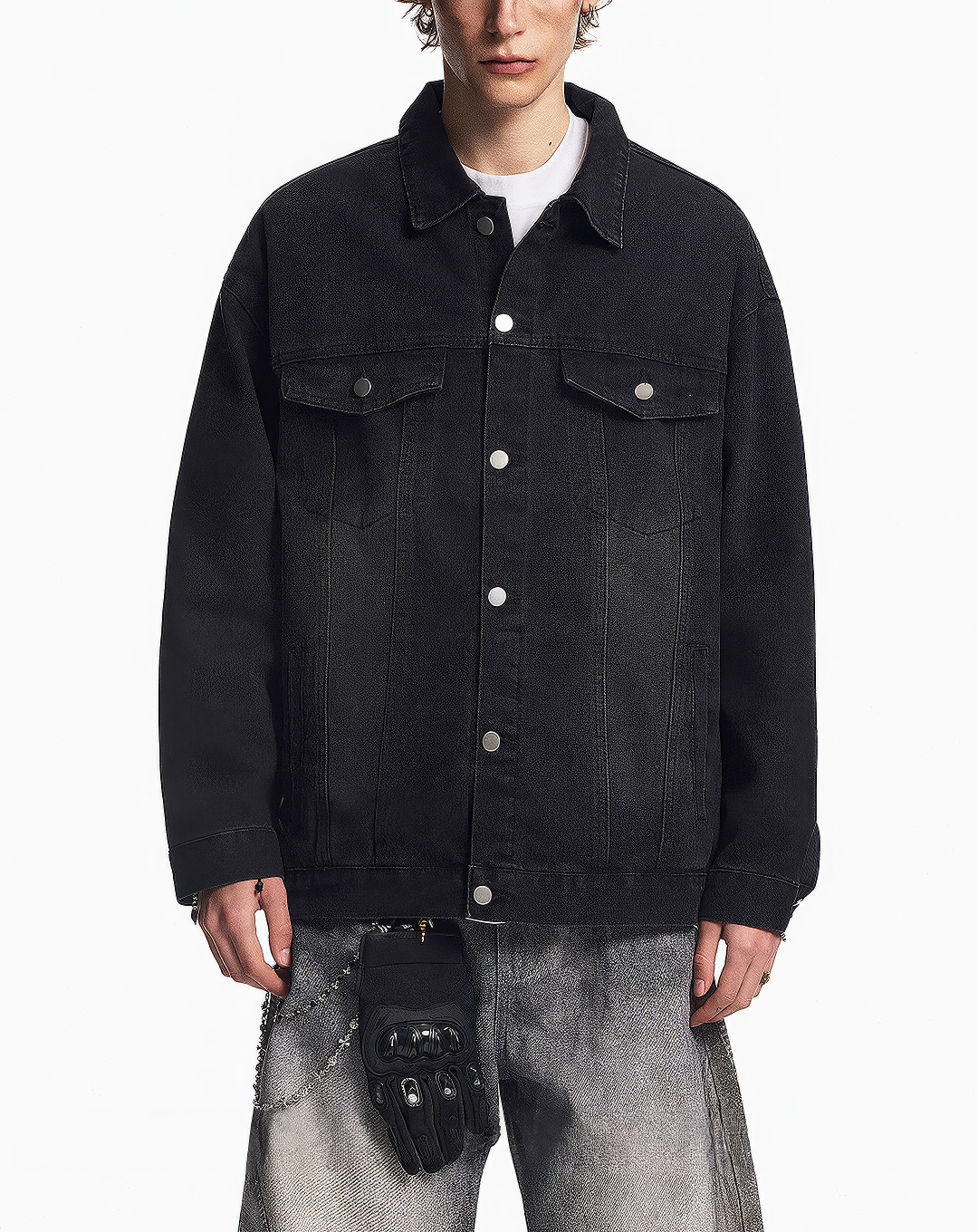 ♂♀Washed Black Denim Jacket