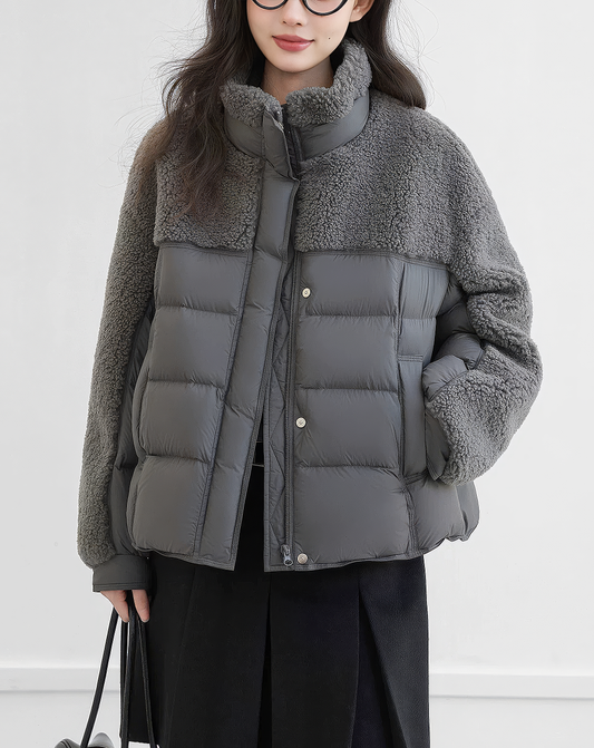 ♀Boa Patchwork Puffer Jacket