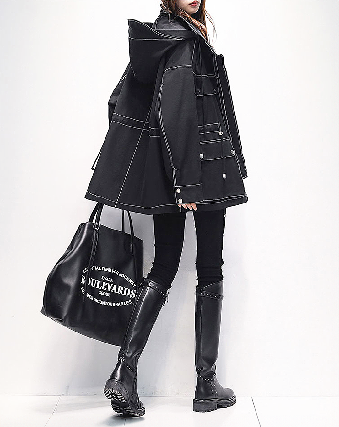 ♀Drawstring Hooded Jacket