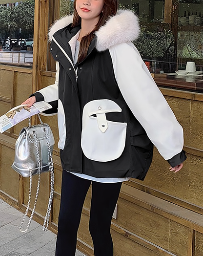 ♀Fur Collar Zip Jacket