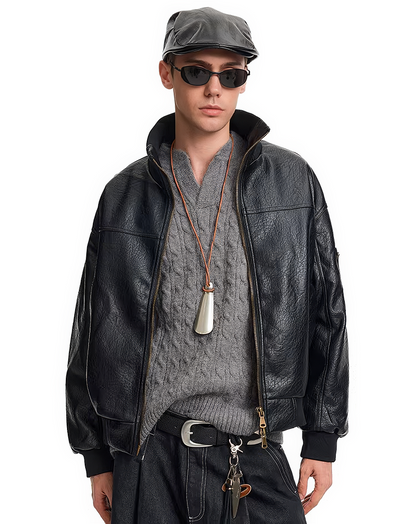♂Vintage Style Leather Jacket