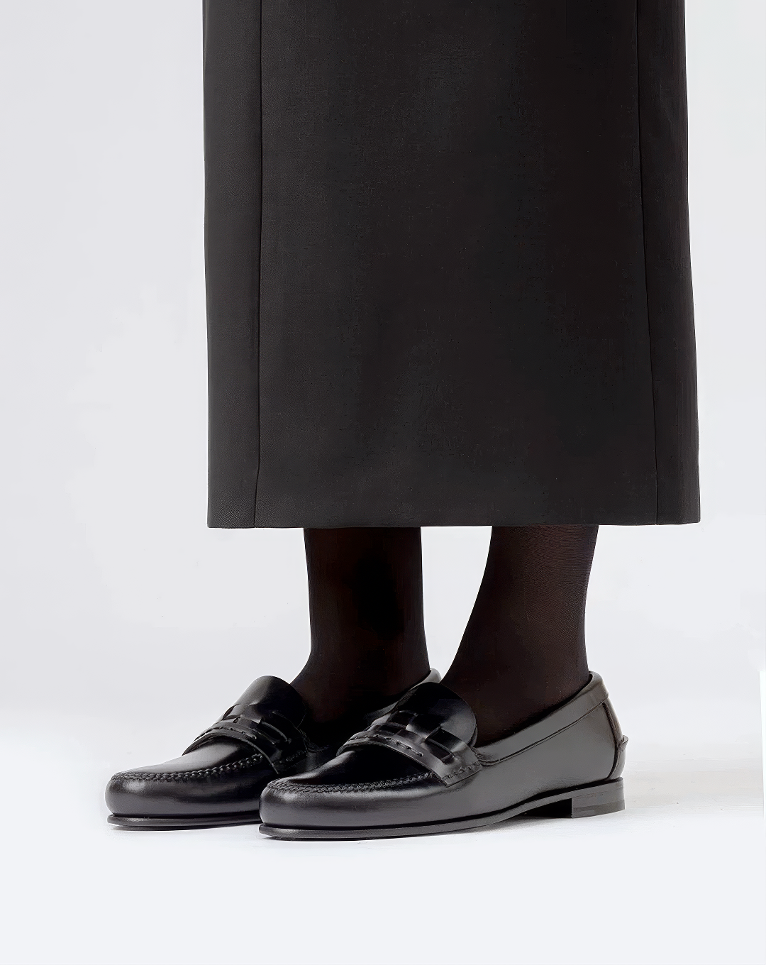 ♀本革／Woven Saddle Leather Loafers