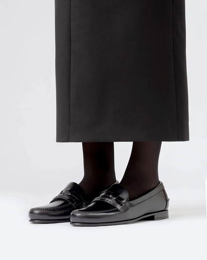 ♀本革／Woven Saddle Leather Loafers