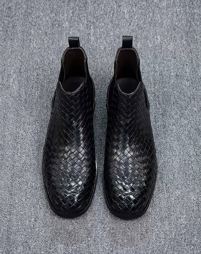 ♂Woven Pattern Chelsea Boots