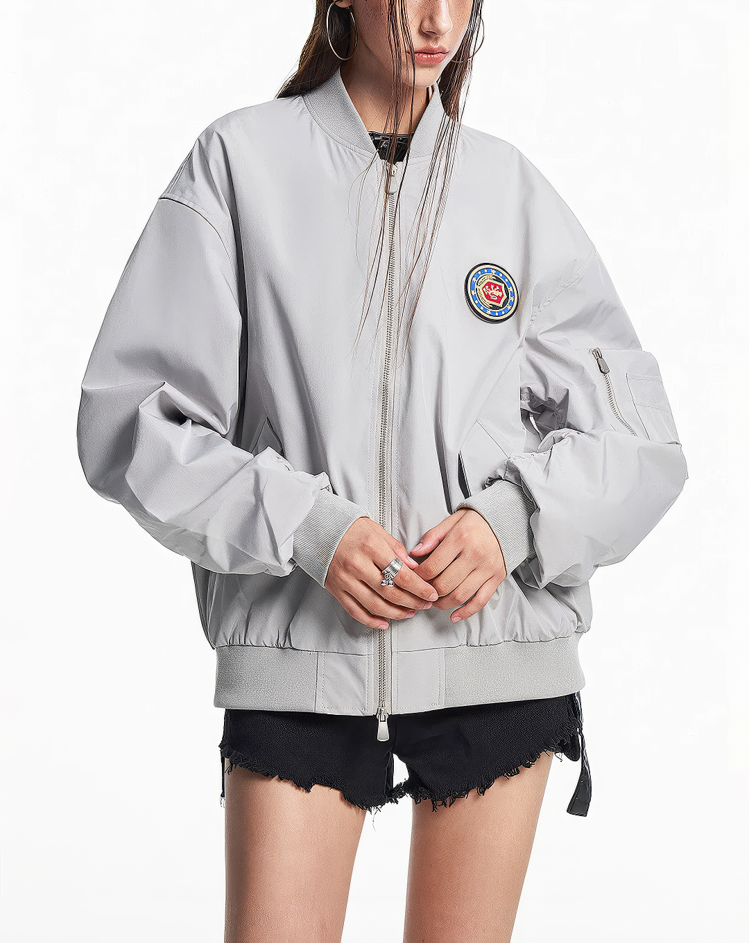 ♂♀Emblem Patch Bomber Jacket