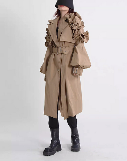 ♀Frill Sleeve Trench Coat