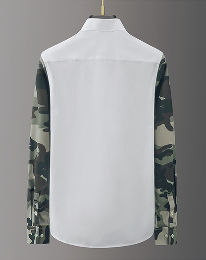 ♂Camo Print Sleeve Lightning Design Shirt