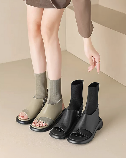 ♀本革／Sock Boots Sandals