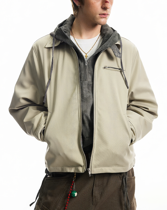 ♂♀Khaki Zip Front Jacket