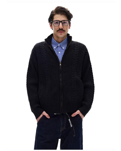 ♂Cable Knit Zip Cardigan