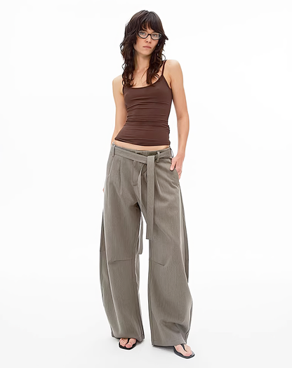 ♀Belted Wide Baggy Pants