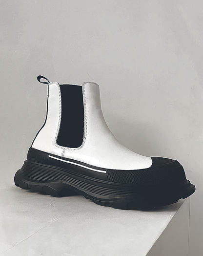 ♂♀Platform Leather Chelsea Boots