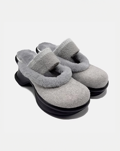 ♀Fluffy Platform Mules