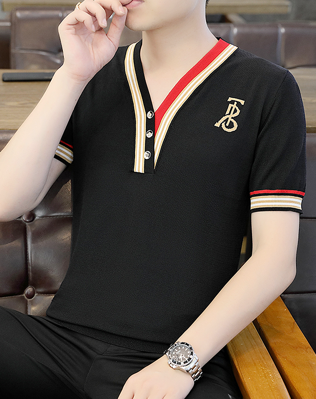 ♂Point Logo Knit Shirt