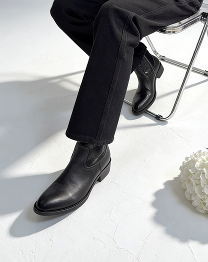 ♂♀本革／Embroidered Zip Leather Boots