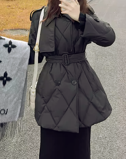 ♀Quilted Trench Down Coat