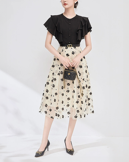 ♀Floral Pattern Chiffon Dress