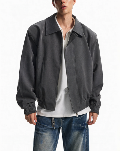 ♂♀ Gathered Hem Zip Jacket