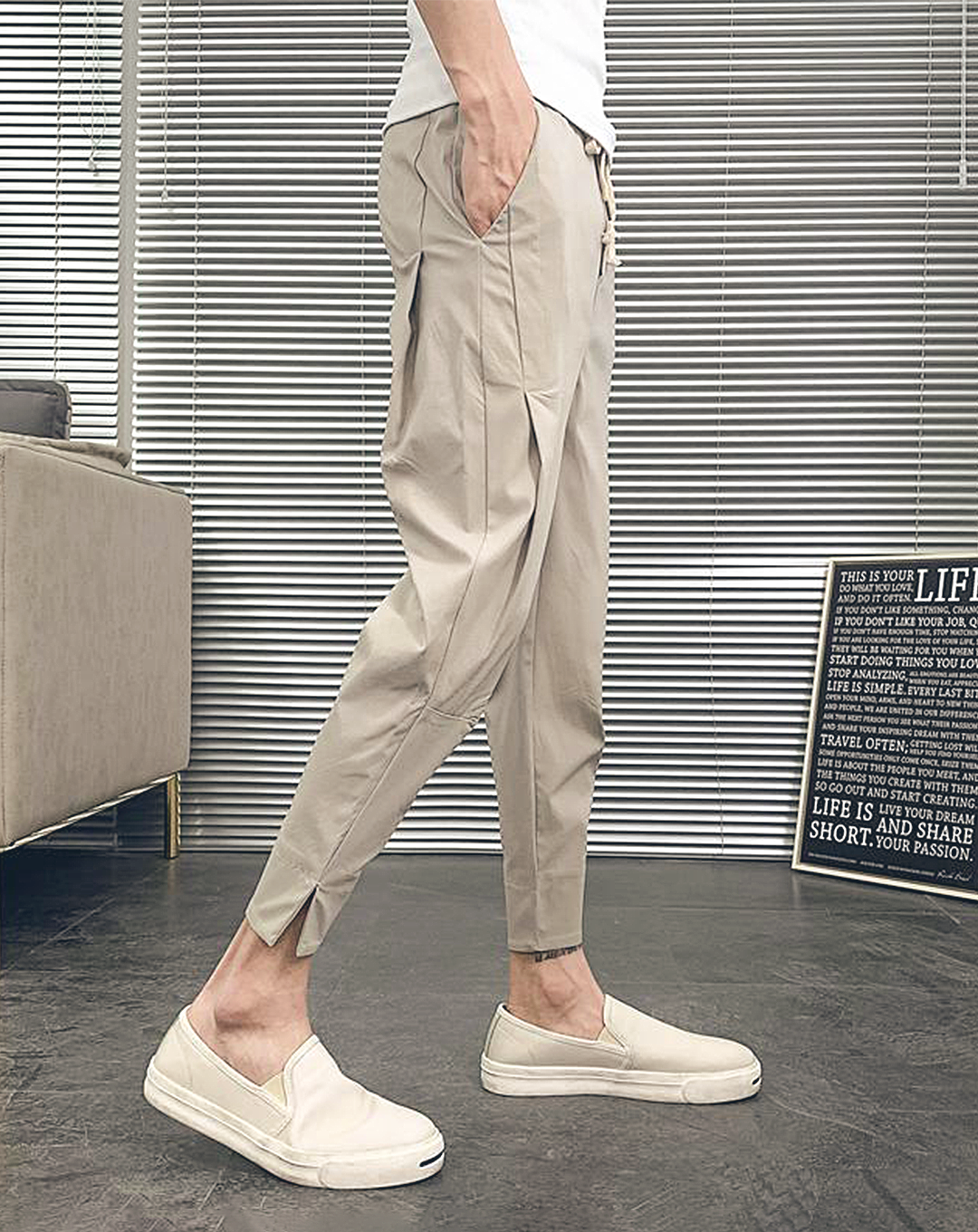 ♂Side Tuck Drawstring Pants