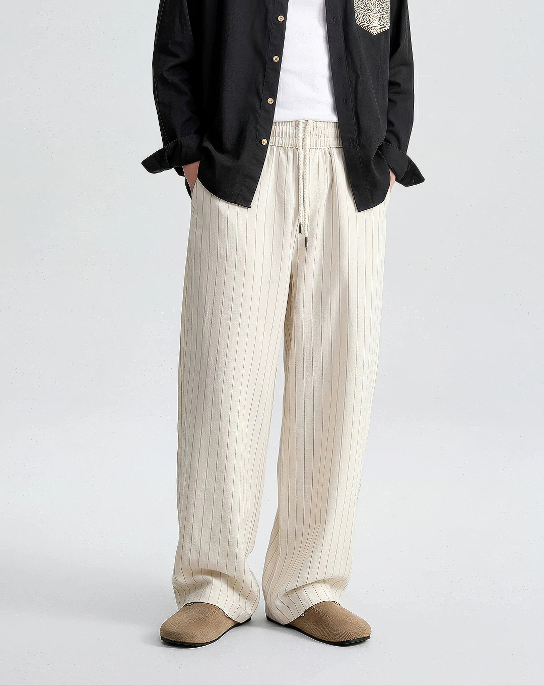 ♂♀Striped Linen Blend Pants