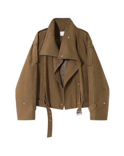 ♀Belted Biker Short Coat
