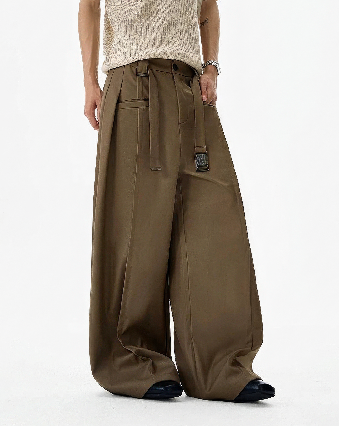 ♂♀Buckle Strap Wide Slacks