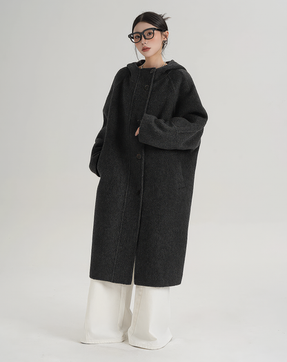 ♀Oversize Hooded Long Coat