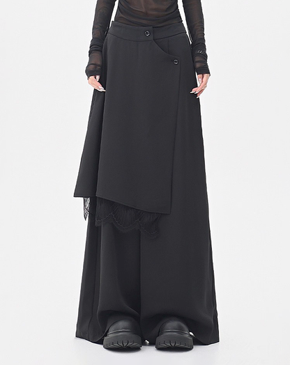 ♀Layered Wrap Wide Pants