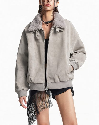 ♂♀ Faux Shearling Bomber Jacket