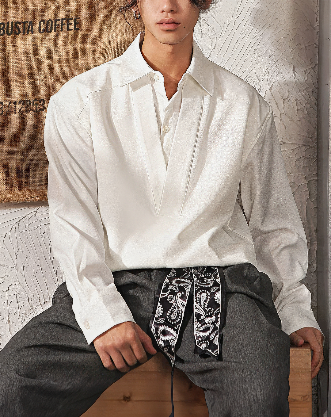 ♂Layered Like V-neck Shirt