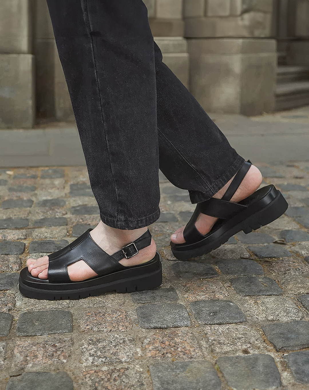 ♂♀本革／Back Strap Platform Sandals