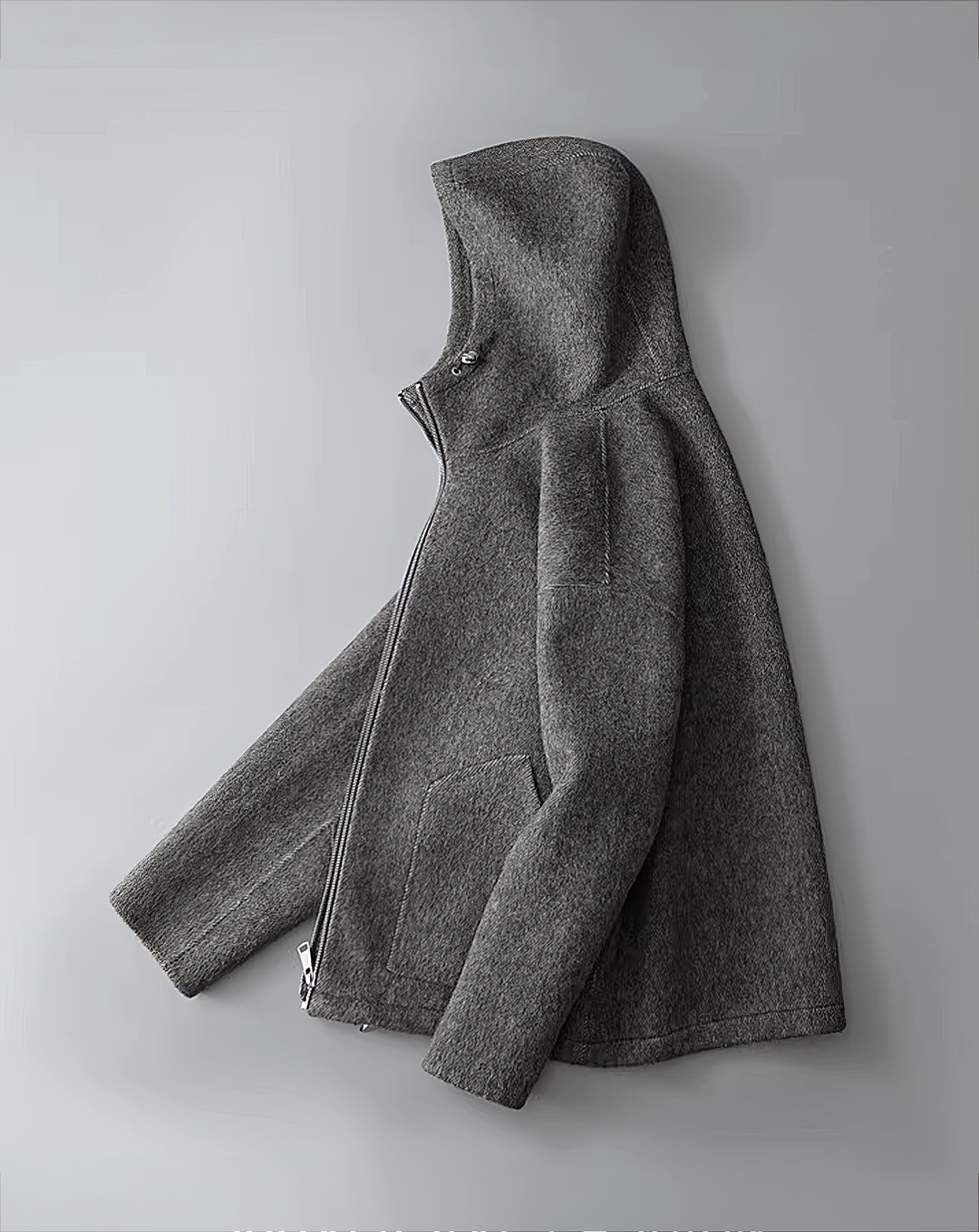 ♂100% WOOL Hooded Zip Jacket