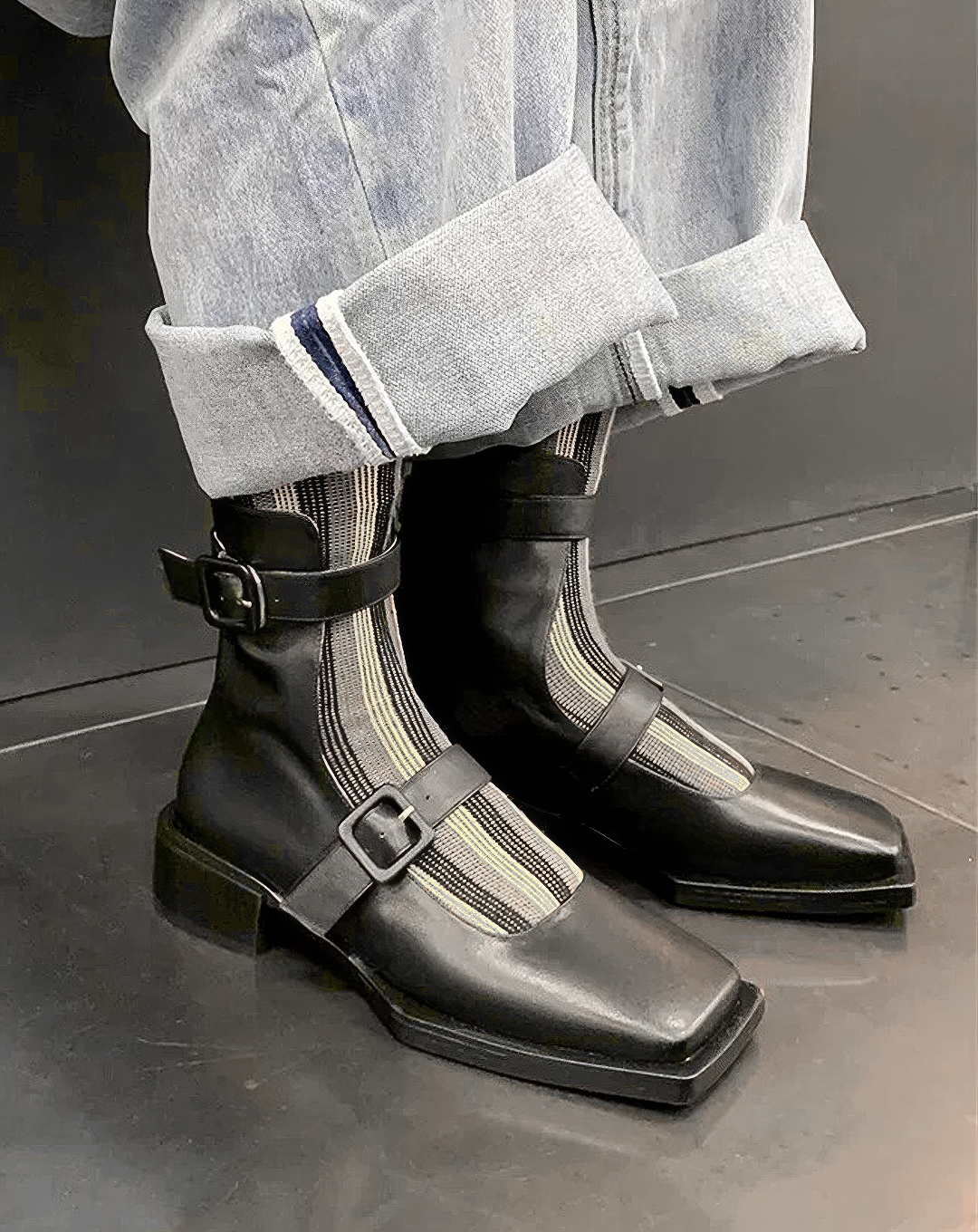 ♀本革／Double Strap Mary-Janes