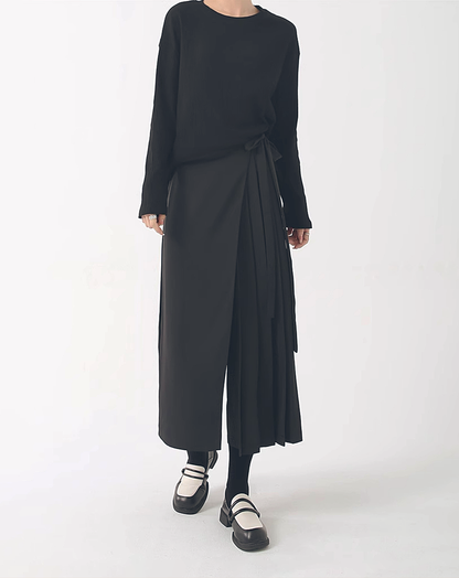 ♀Side Pleat Wide Pants