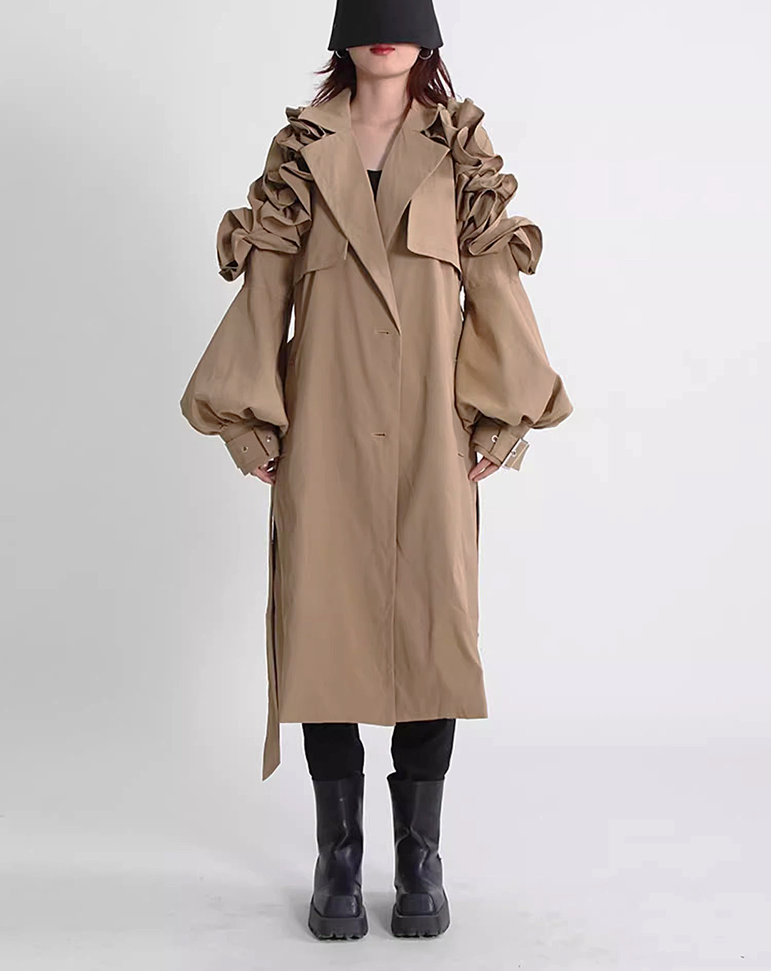 ♀Frill Sleeve Trench Coat