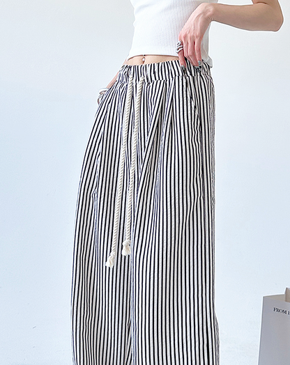 ♀Striped Drawstring Pants