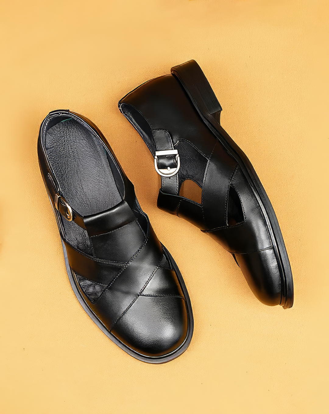 ♂本革／Cutout Vamp Leather Sandals